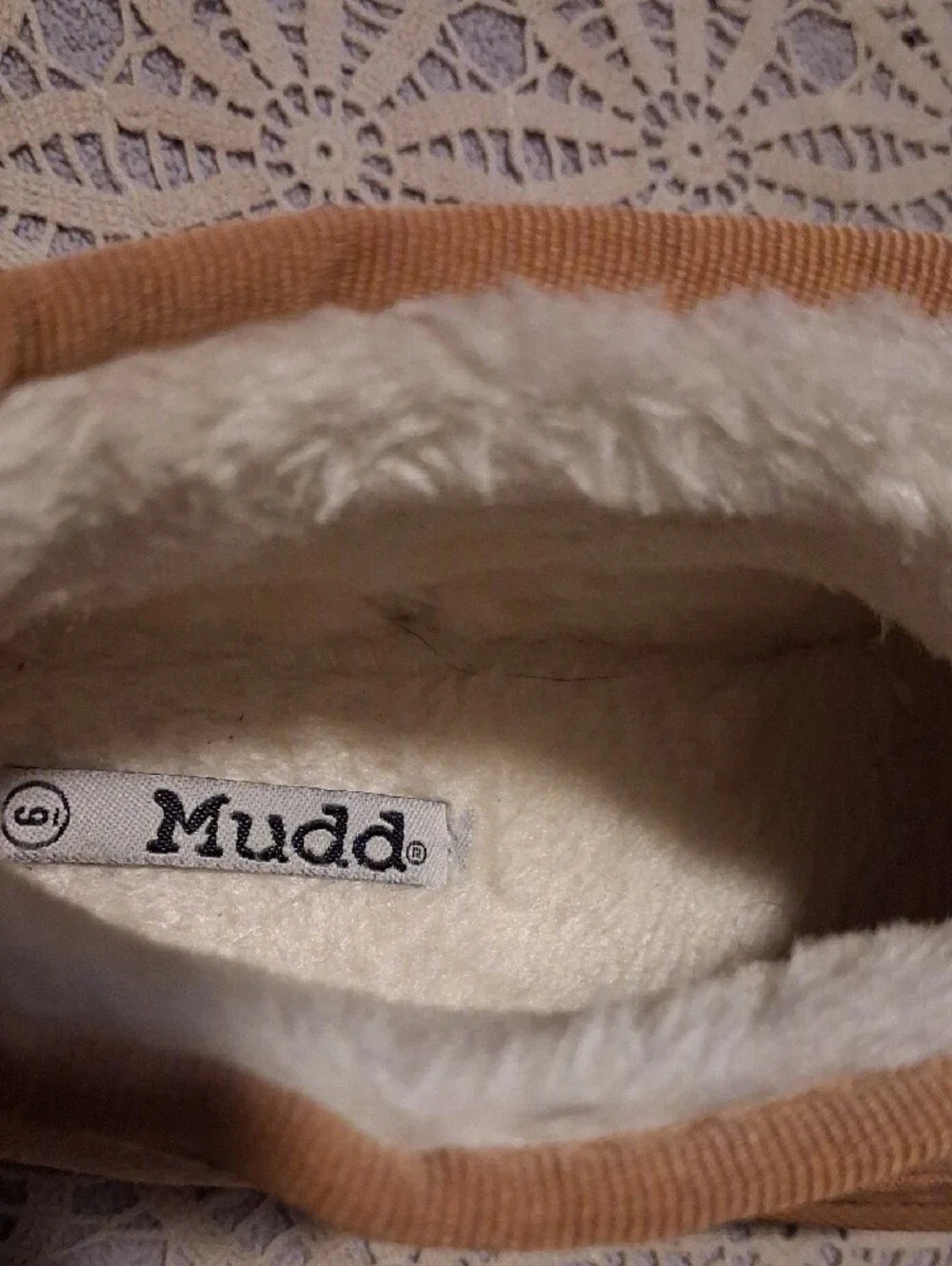 Mudd Kids Tan Suede Boots with Burgundy Laces